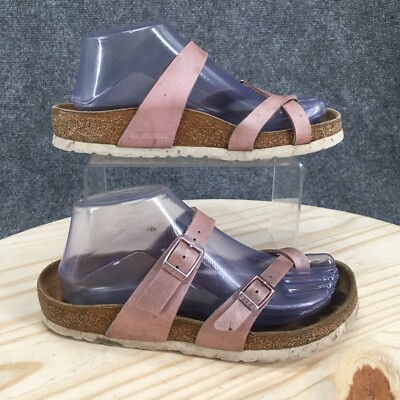 Birkenstock Sandals Womens 37 Mayari Flip Flop Pink Leather Toe Loop Casual 