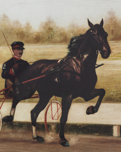 Horse and Chariot William C Van Zandt The Home Stretch 36x23 in - Picture 3 of 4