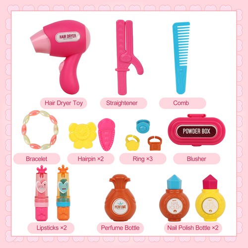 Toddler Vanity Toys for 2 3 4 5 Year Old Girls Kids Vanity Set with Mirror Chair - Picture 7 of 14