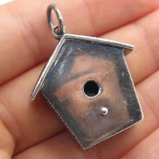 BROWN COUNTY SILVER CO. 925 Sterling Vintage Bird House 3D Pendant
