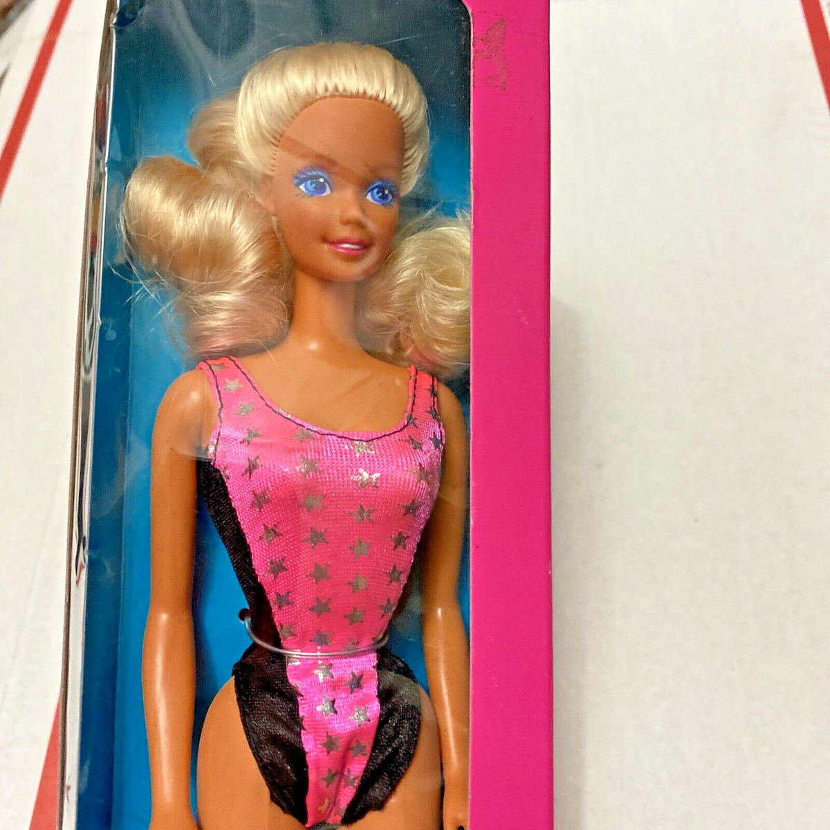 St. Tropez Barbie Doll 1988 Mattel Never Opened Pink Blk Swimsuit