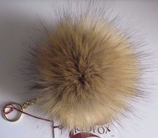 X-Large Gray Fluffy Pom-Pom Faux Fox Fur Keychain Gift Hat 5.0-5.5 in