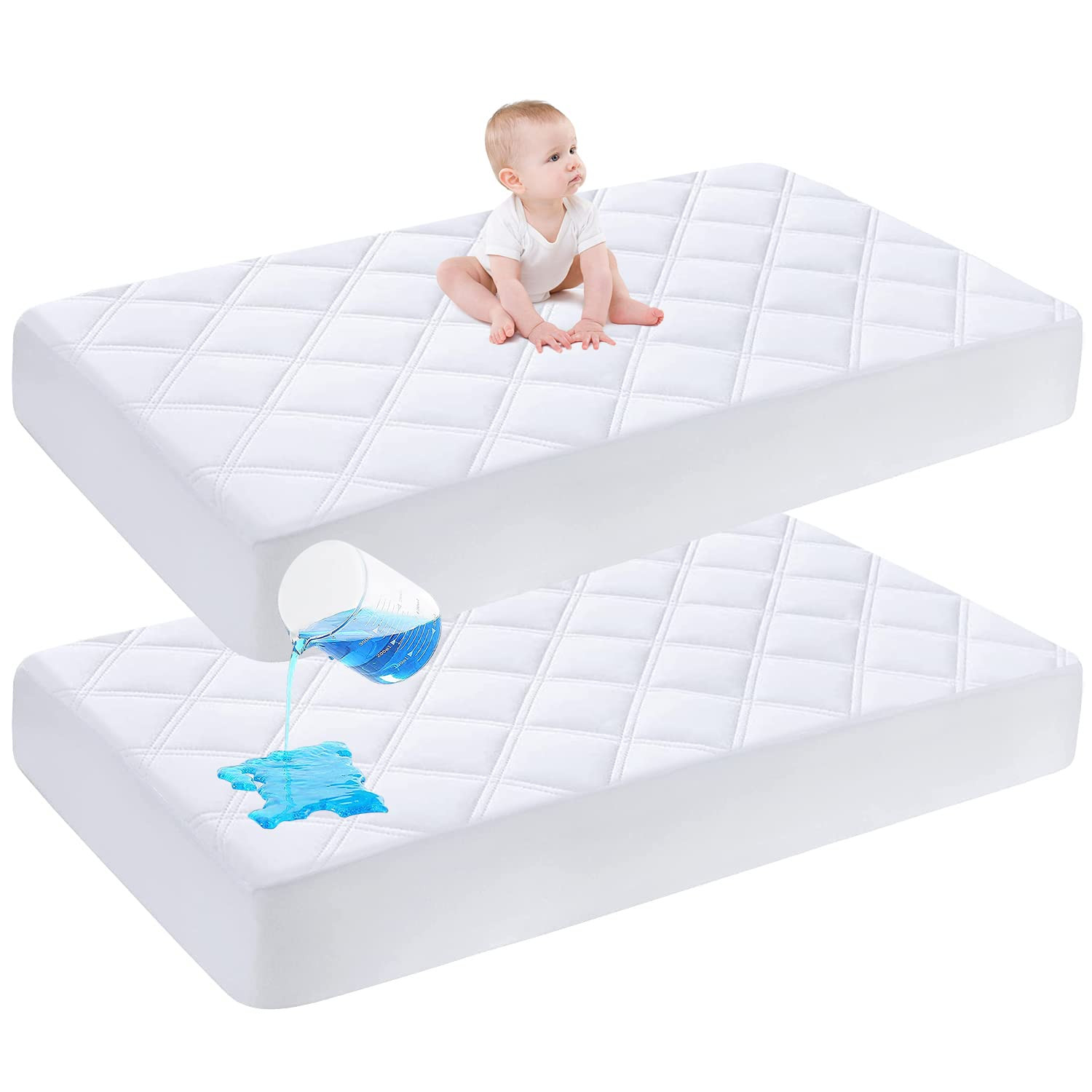 2 Pack Baby Waterproof Crib Mattress Protector - Ultra Soft - Baby Bedding Mattr
