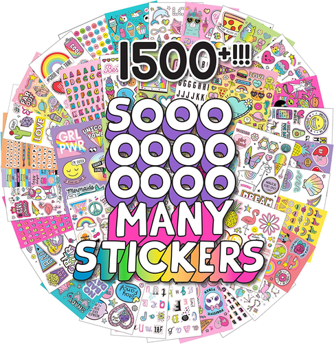 ® 1500 Sticker Book by , Fun Craft Stickers, Cute Gifts for Girls Kids Teens Adu