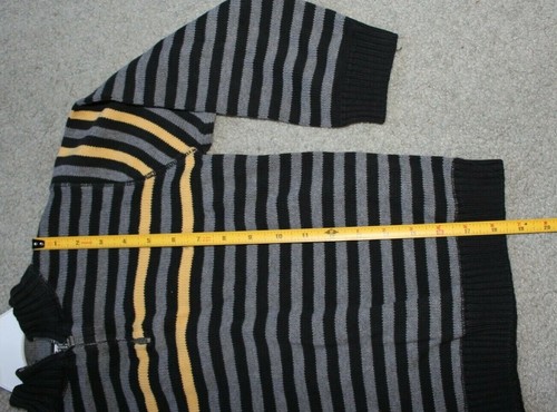 Gymboree Boys Sz 7 Grey Black Yellow Striped Pullover Sweater Zippered neck - Picture 5 of 12