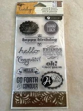 Hampton Art Clear Acrylic Stamp & Stencil Set Occasions Card Sentiments Sayings 