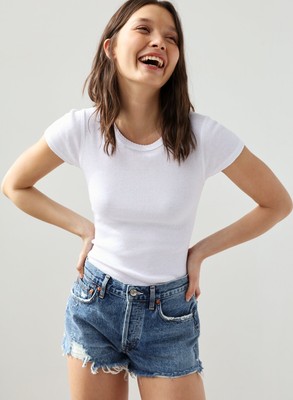 AGOLDE Parker Cut-Off Shorts in Rock 