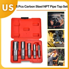 5pcs NPT Pipe Tap Set 1/8" 1/4" 3/8" 1/2" and 3/4" Carbon Steel Inch With Case