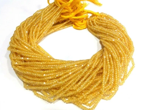 YELLOW SAPPHIRE ZIRCON RONDELLE FACETED 3MM GEMSTONE BEADS 12"INCH 1 STRAND