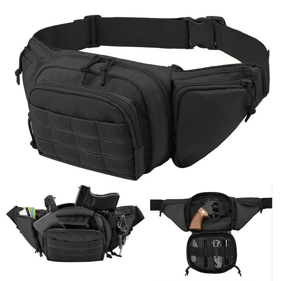 Concealed Carry Fanny Pack Holster Tactical Military Pistol Waist Pouch Gun Bags - Image 2 of 4