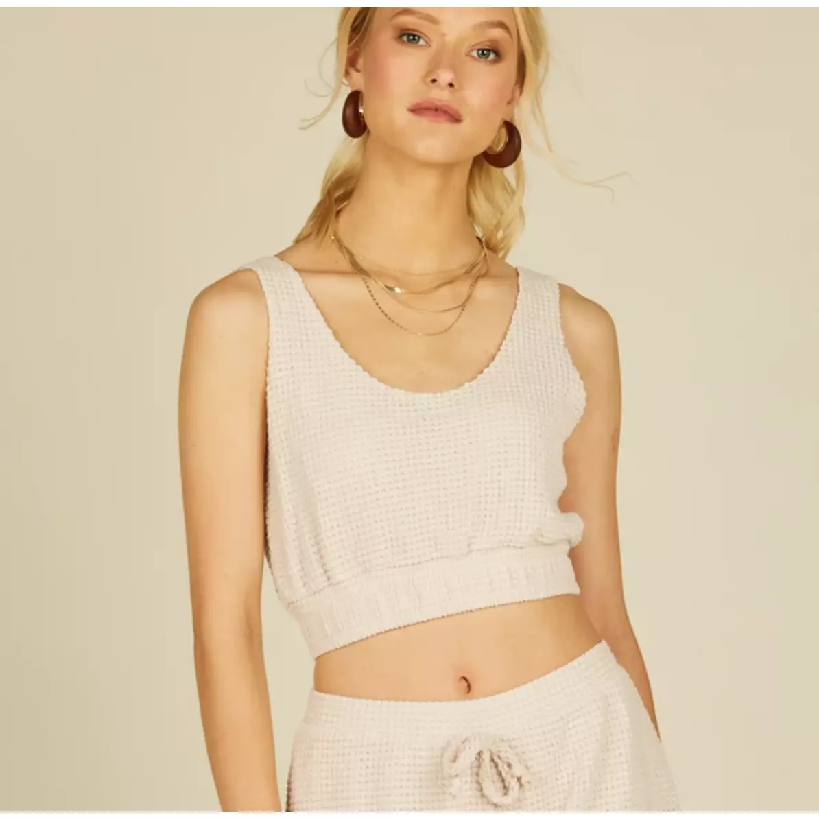 Surf Gypsy NWT Knit Basket Weave Sand Cream Crop Top M