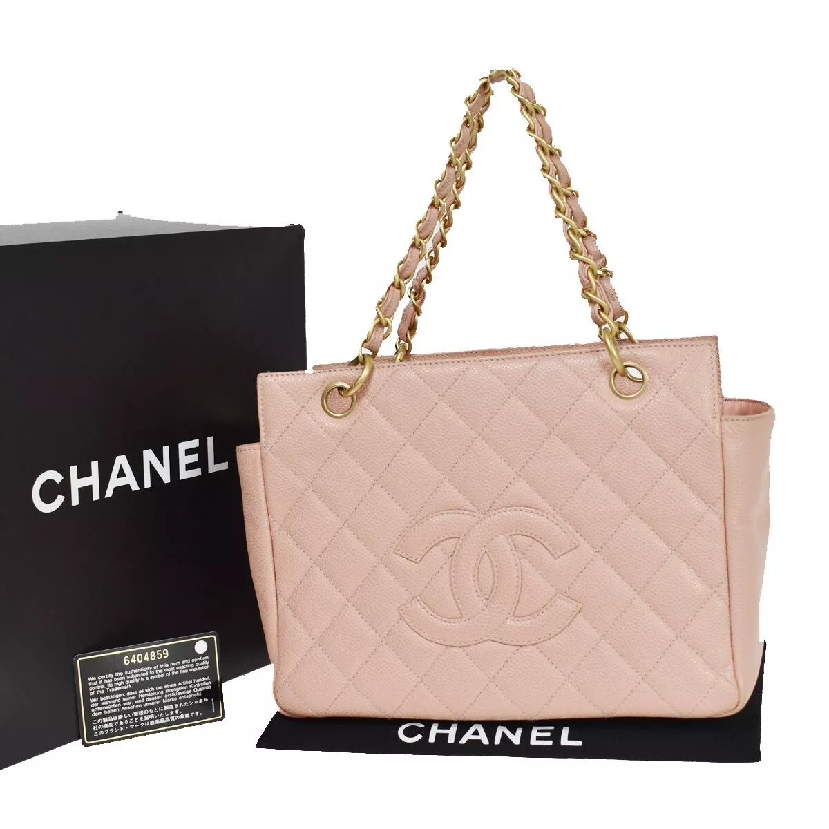 CHANEL CC Logo Matelasse Chain Hnd Bag Caviar Leather Pink GD Vintage  651RC482