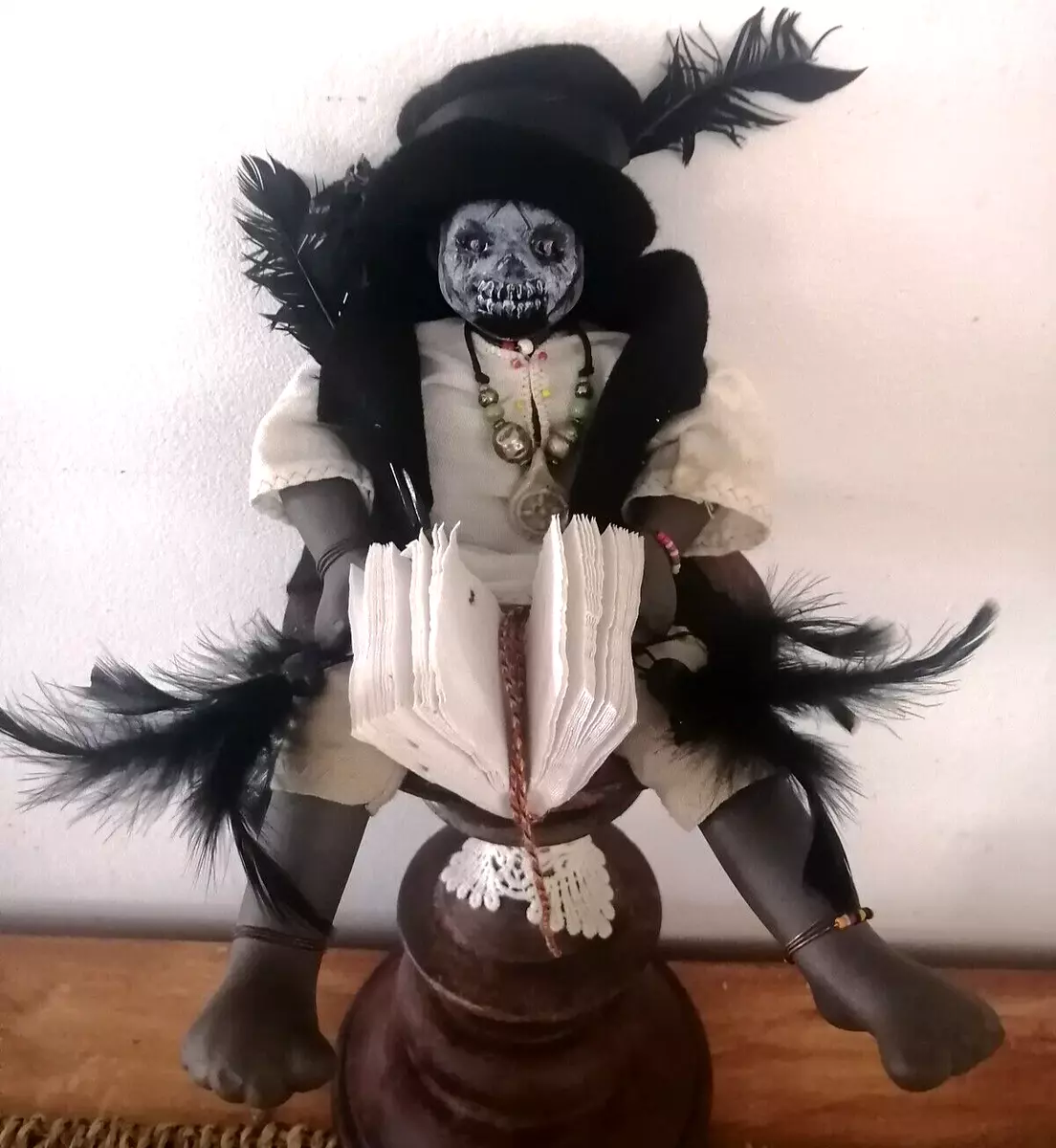 Rare Papa Legba Voodoo Doll Handmade clay Wish Totem Doll Vintage