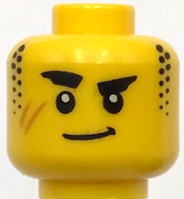 20枚セット　ブルー1-10番,イエロー1-10番 Lego New Yellow Minifigure Head Thick Black Eyebrows Stubble