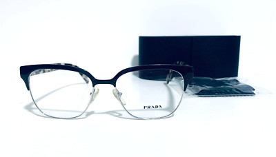 PRADA VPR 54S DHO-1O1 BROWN TORTOISE SILVER SQURE EYEGLASSES 52-16-140 MM ITALY