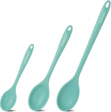 3 Pcs Silicone Spoons Set of 7.9 10.6 14.2 Inch for Cooking, Heat Resistant Kitc