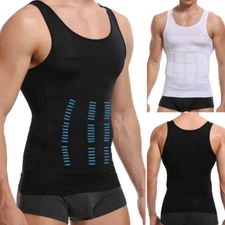 Mens Compression Ultra Slimming Body Shaper Belly Control Vest Workout Tank Tops