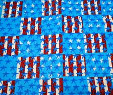 Patriotic Fabric 1 3/8 Yard SALE Stars Stripes Metallic Silver on Blue Cotton PC
