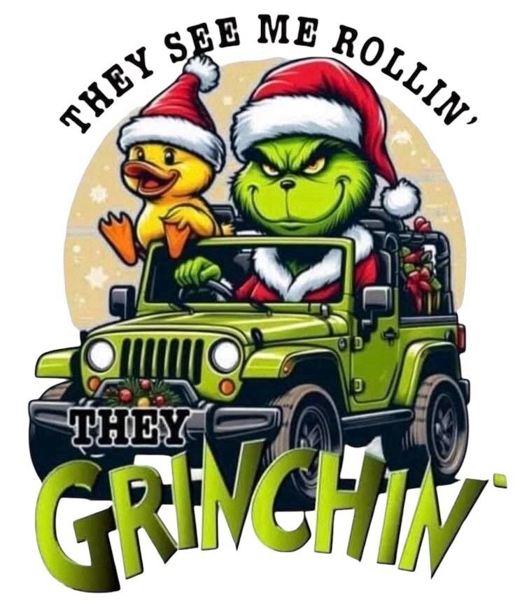Grinch T-shirt, Christmas, They see me Rollin, They Grinchin , XL-Ash Gray
