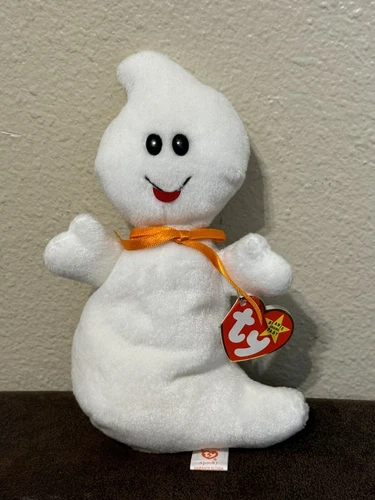 Vintage Ty Beanie Babies SPOOKY Ghost Stuffed Animal, 1995. Retired w/ Tags.