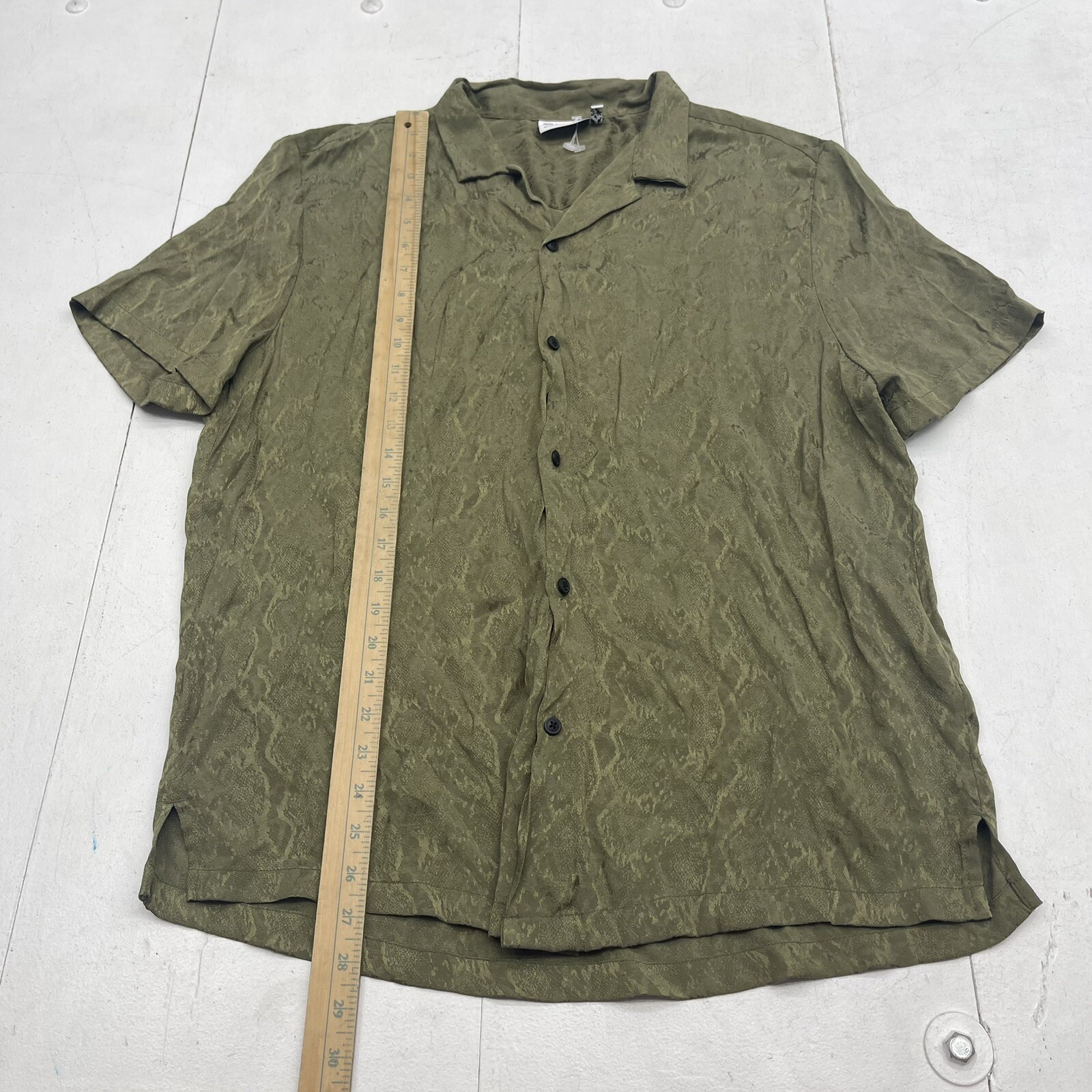 ASOS Green Python Print Short Sleeve Button Up Me… - image 4