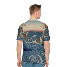 Hiroshige Naruto Whirlpools Awa Province Men T-shirt Ukiyo-e Japanese Fine Art