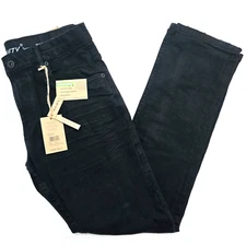M.Society Men's Jeans Stretch Slim Straight Jet Black Classic Plain Style Denim