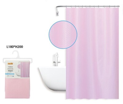 Duschvorhang Anti Schimmel Wasserdicht 180x200cm Mit Ringen Bad Rosa Schürzen dfh