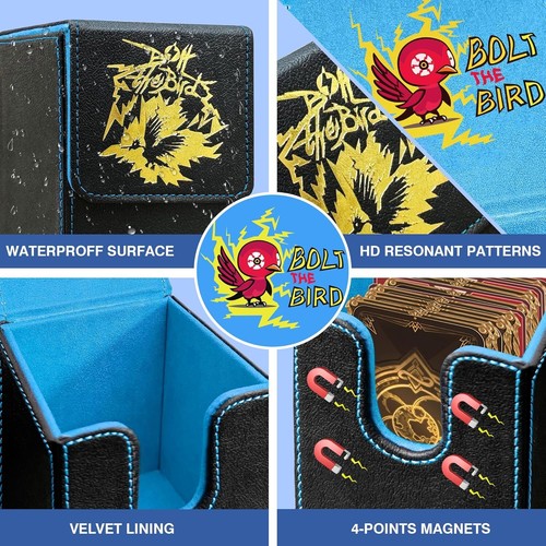 MTG Commander Deck Box 100+ Cards PU Leather Black Navy Magnetic Closure Case - Picture 4 of 11