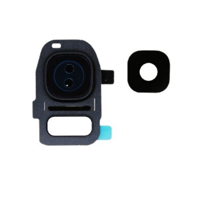 For Samsung  S7/S7 Edge Rear Back Camera Lens w/Frame BLACK