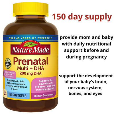 Nature Made Prenatal Multi + DHA for mom and baby daily nutrients 150 Softgels