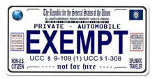 Exempt Traveler White Blue Text Aluminum Novelty License Tag Plate NEW
