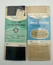 Vtg Trimtex Wrights Seam Binding 3 Yards Each Package 1 Black 1 Beige