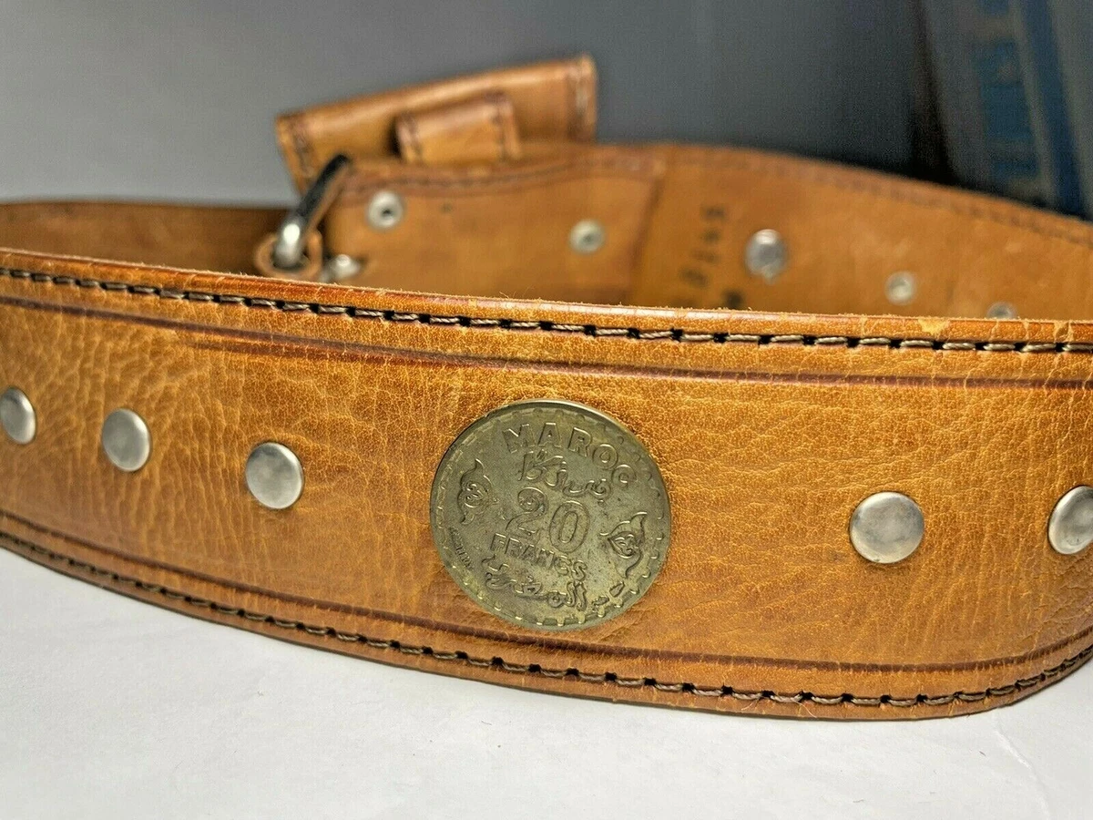 Vintage Equestrian and Coin cowhide belt gemlive.tv