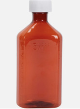 Amber Oval Liquid Medicine Bottles, 6 oz Storage, Child-Resistant Pack of 19