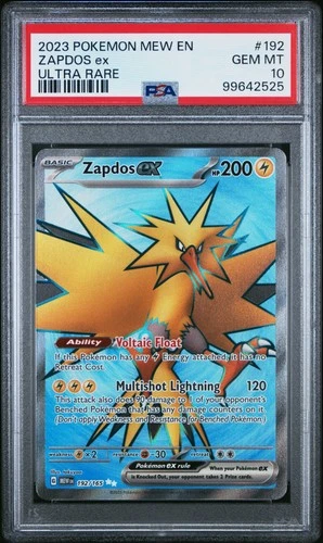 2023 Pokemon Mew 151 #192 Zapdos Ex Ultra Rare PSA 10