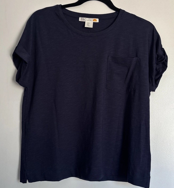 C&C California Women’s Top T-shirt Tencel Blue Size L NWT
