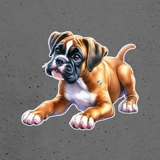 Boxer dog sticker vinyl decal playful puppy realistic cute dog breed design
