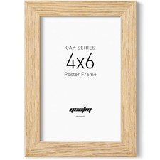 Yaetm 4x6 Oak Picture Frame, Natural Solid Oak Wood 4 x 6 Frame with Tempered...