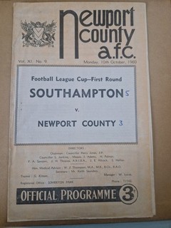 1960/61 Newport County v Southampton 1st Season League Cup 1st Round