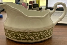 VTG J & G Meakin Green Floral Sterling Colonial English Ironstone Gravy Boat