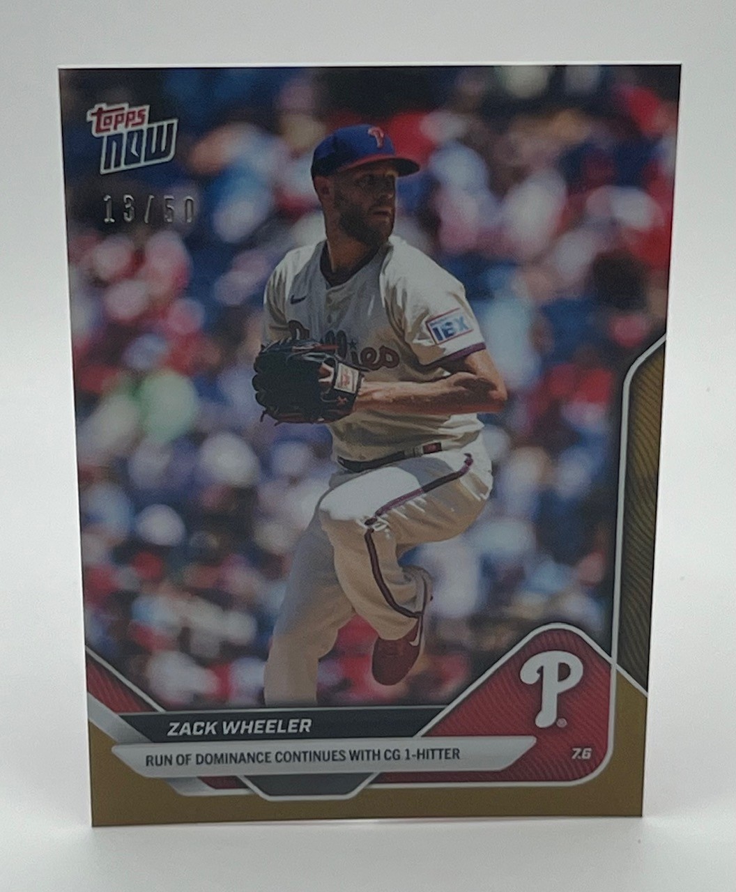 2025 Topps Now #392 Zack Wheeler Philadelphia Phillies GOLD Foil Parallel 13/50