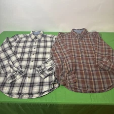 (2)Woolrich Shirt Men’s SmallPlaid Flannel Long Sleeve Button Down Pocket