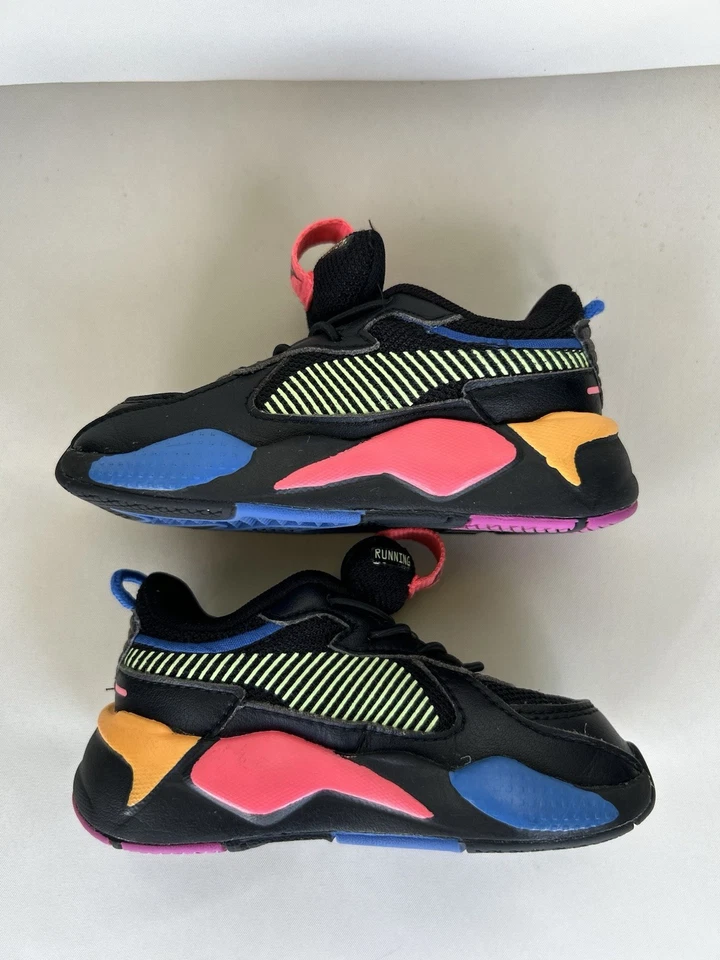 Puma RsX Puesta de sol Con cordones Niñas Pequeñas Negras, Multi Tenis Informales Zapatos 390603 Foto 3 de 4