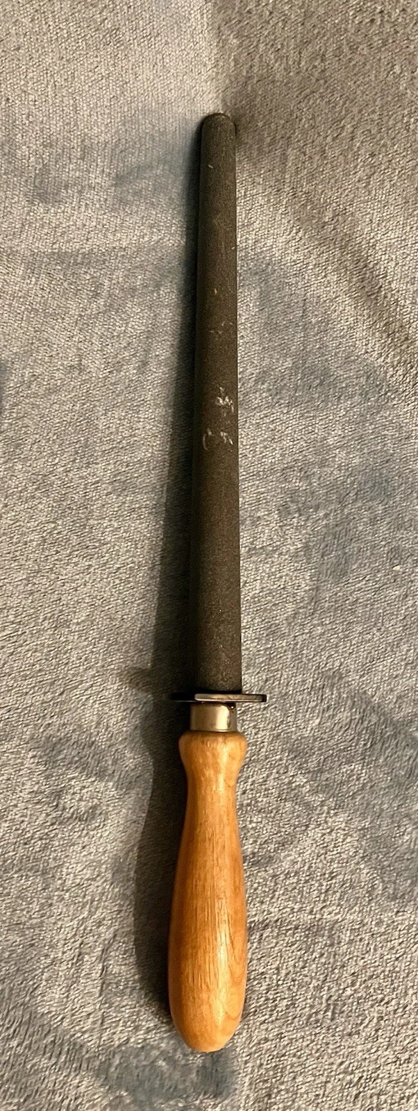 14" Carborundum Knife Sharpening Honing Tool w Wooden Handle