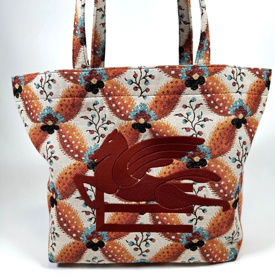 Bolso de Mano Etro Floral Suave Jacquard Lona Multicolor Cerca Foto 3 de 4