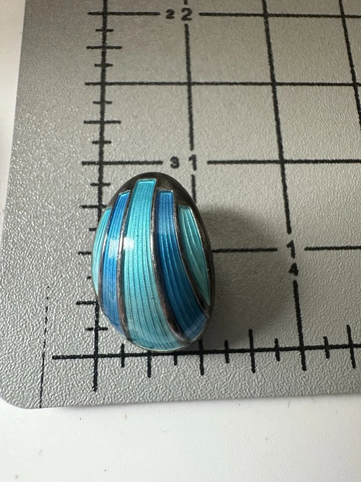 Pendiente vintage único David Differsen Norway esmalte plata de ley Foto 4 de 4