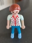 Vintage Playmobil Geobra 1992 Girl Women Blue Pants White Shirt Brown Hair A20