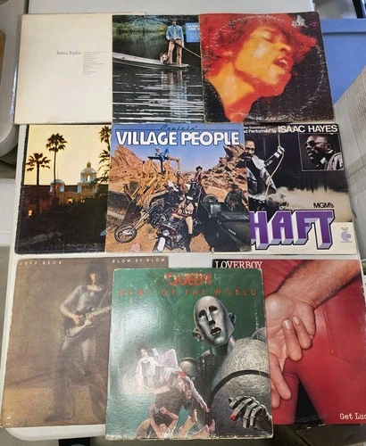 vtg 9 RECORD ALBUM LP LOT • JAMES TAYLOR jimi hendrix EAGLES queen LOVERBOY beck