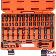 1/4 Drive Socket Set 54 Pieces Ratchet Extensions Impact Reducer Adapter